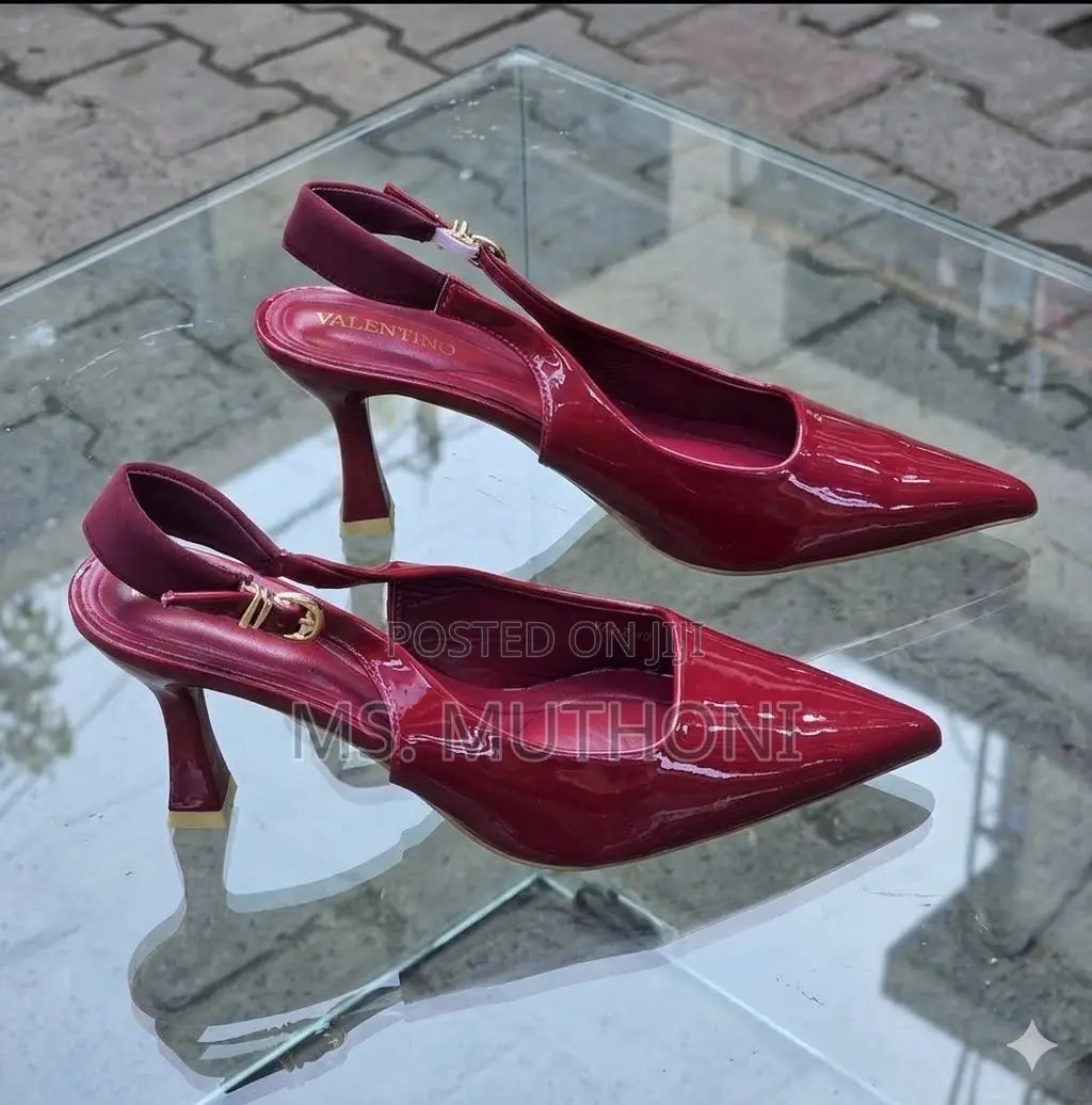 Elegant Glossy Pointed-Toe Slingback Kitten Heels Size 37-41