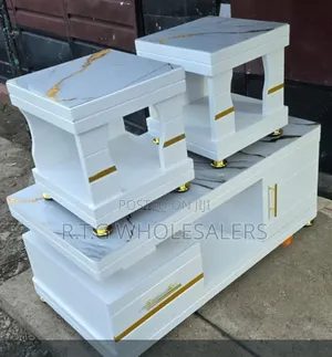 COFFEE TABLE  With Glass/Marble Topping With 2 Stool