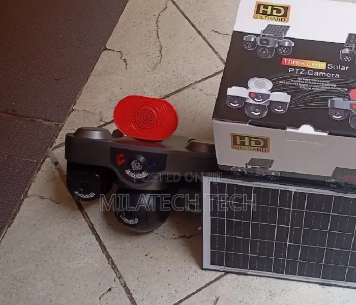 4G Solar Surveillance Camera Triple Lens With Siren