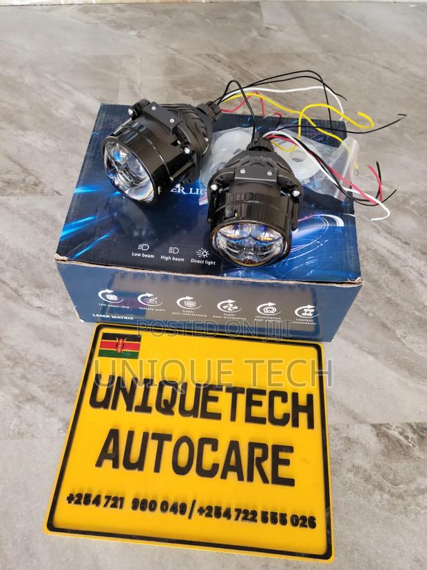 Car Bi LED Headlight Projectors With Dual Laser