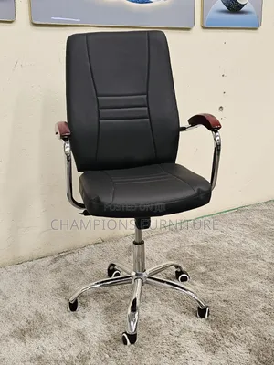 Executive Leather Chair With Wooden Arms