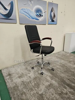 Executive Leather Chair With Wooden Arms