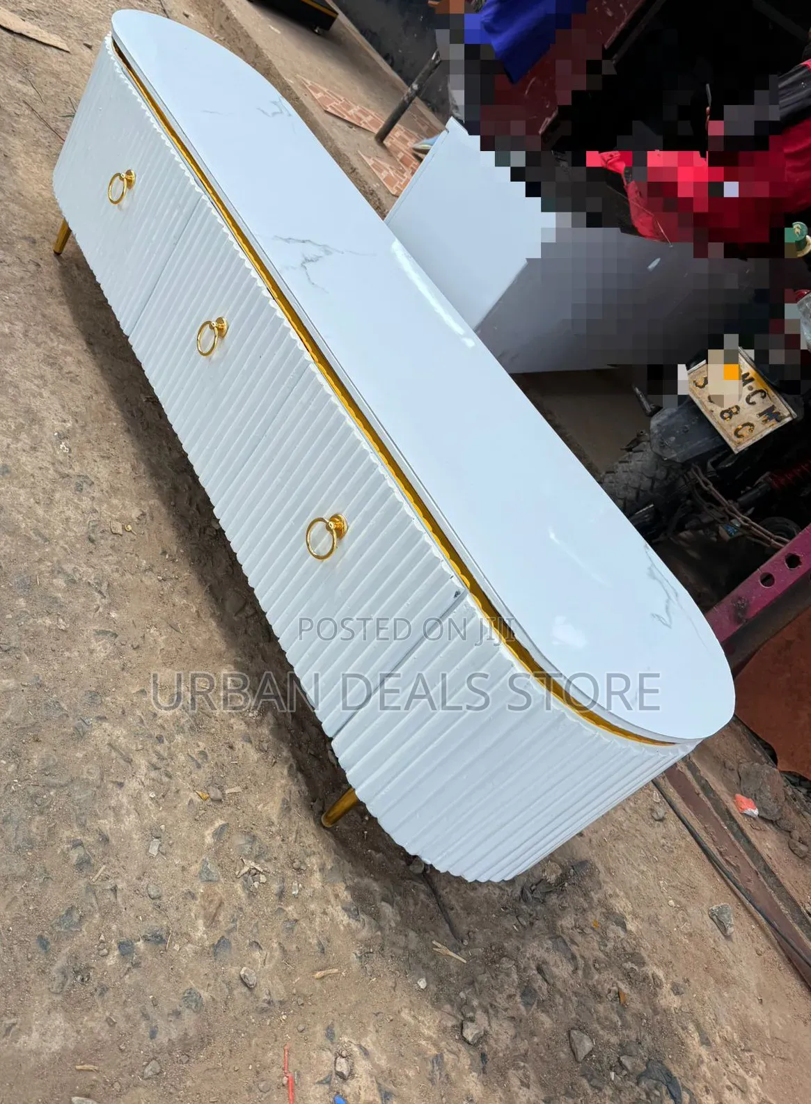 6ft Executive TV Stand With Marble Sheet Top