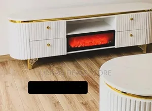 Modern Executive TV Stand With Functional Fireplace