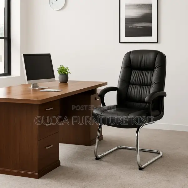Office Chair; Leather Executive Visitor's Office Seat