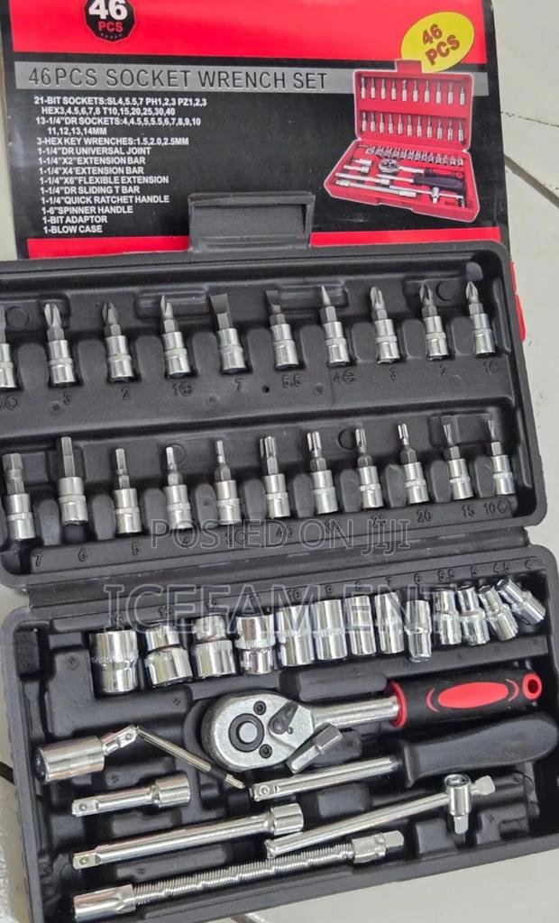 46pcs Drive Socket Wrench and Tool Kit Set