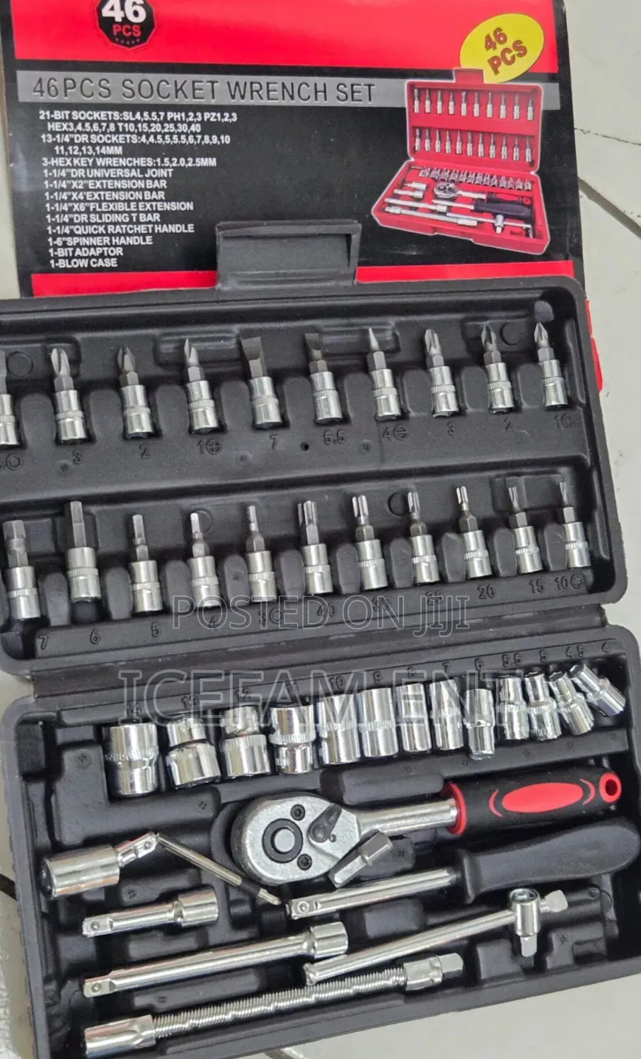46pcs Drive Socket Wrench and Tool Kit Set