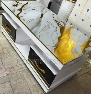 Executive White Coffee  Table With Marble Topping