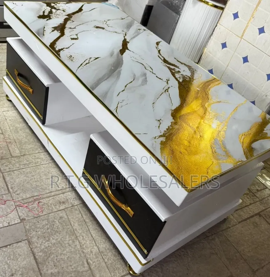 Executive White Coffee  Table With Marble Topping