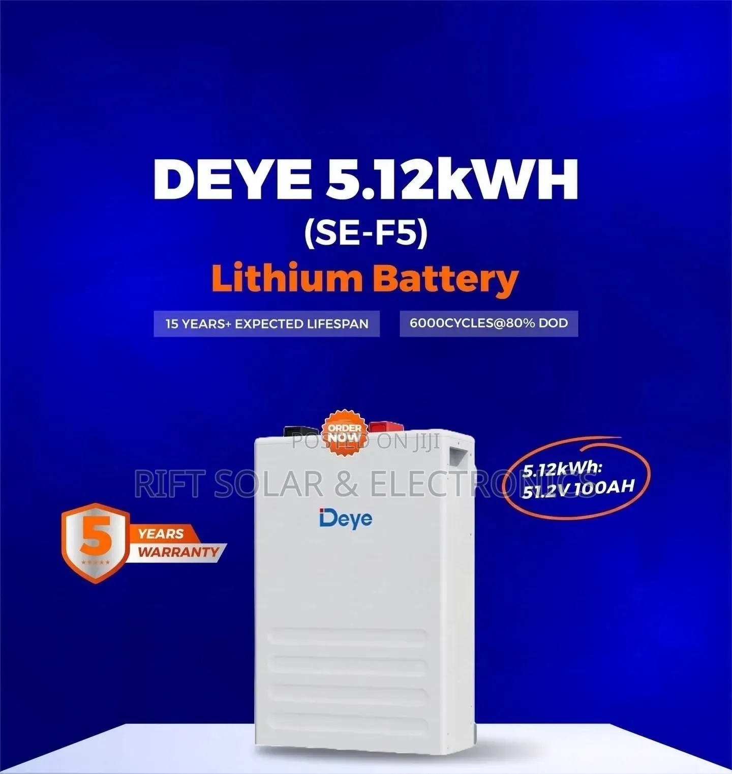 DEYE 5.12kwh - 48v Lithium Ion Battery BMS Compatible  All Inverters