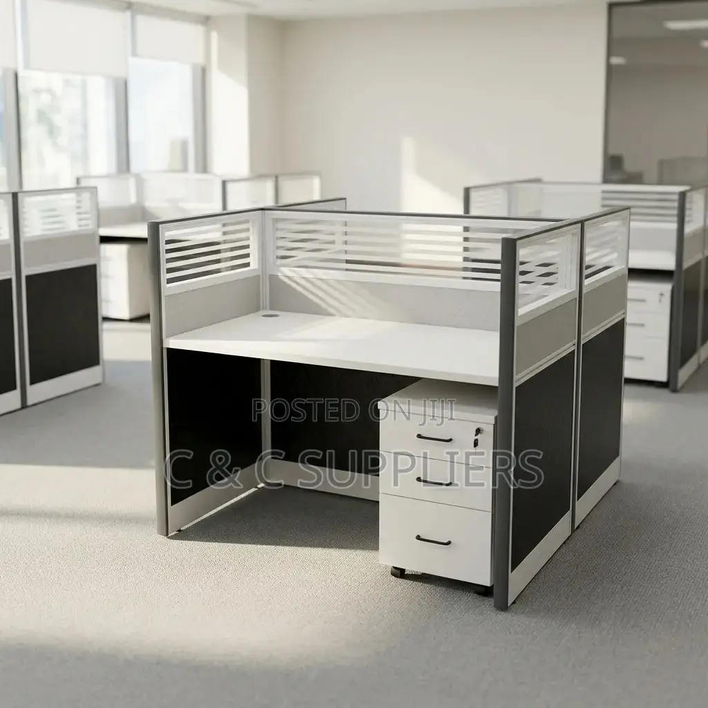 2-Seater Gray Modular Workstation.