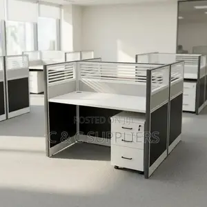 2-Seater Gray Modular Workstation.