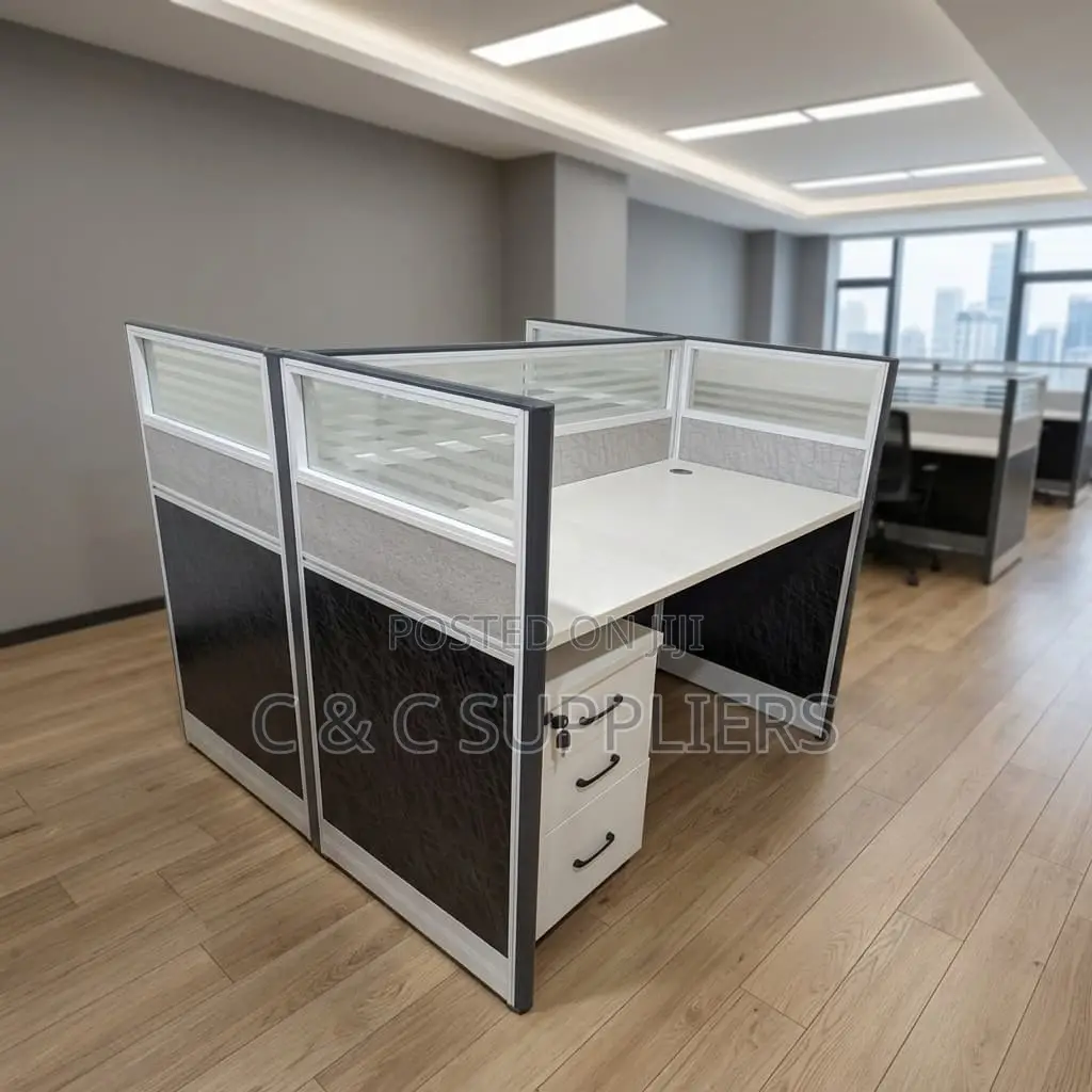 2-Seater Gray Modular Workstation.