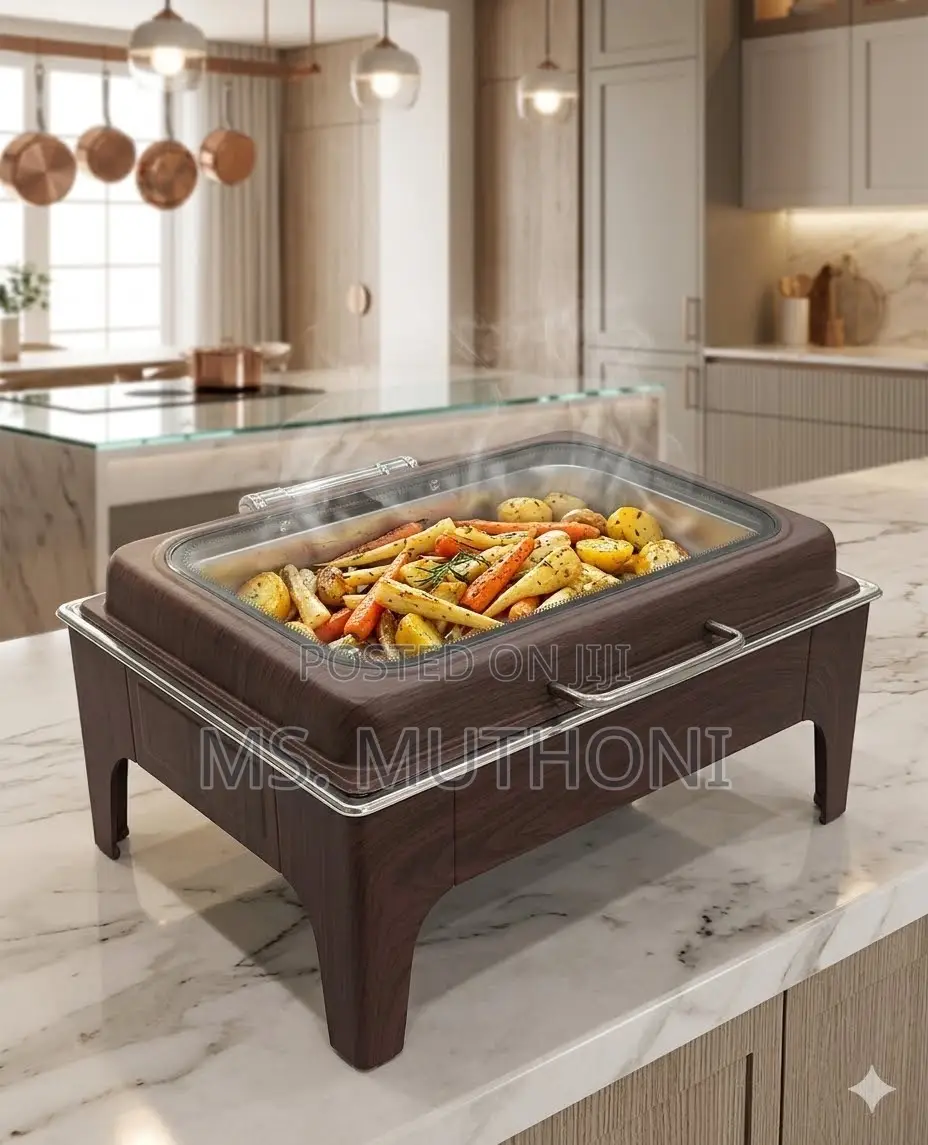 Wooden Brown Finish L 9-Litre Rectangular Chafing Dish