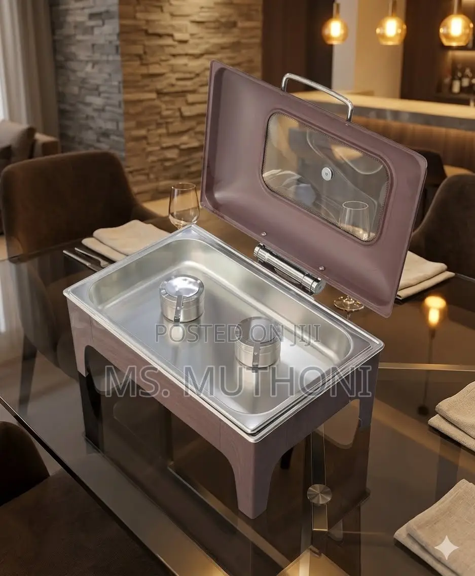 Wooden Brown Finish L 9-Litre Rectangular Chafing Dish