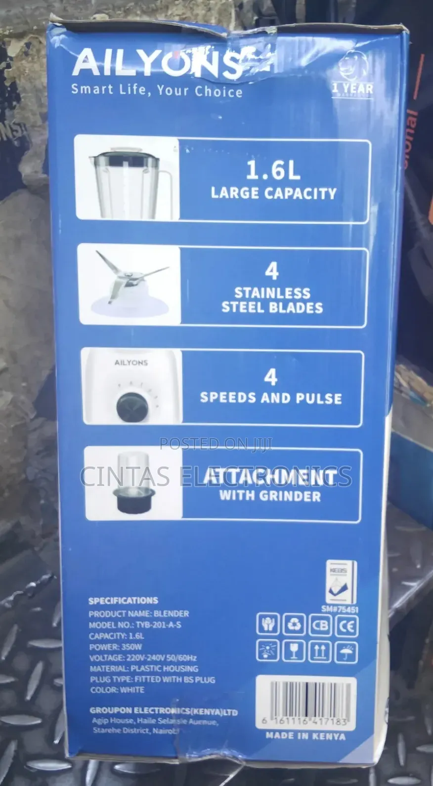 Ailyons 1.6L Electric Blender