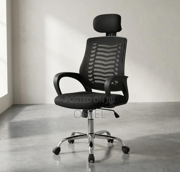 Office Chair : Swivel Mesh Chair With Headrest - thumbnail 6