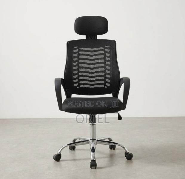 Office Chair : Swivel Mesh Chair With Headrest - thumbnail 4