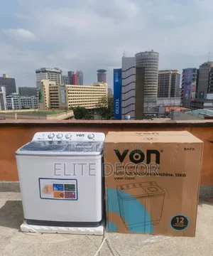VON 13KG Twin Tub Washing Machine – White | Semi-Automatic