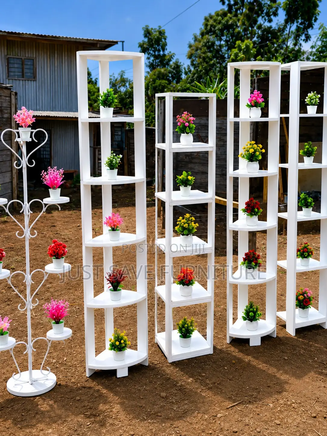 Modern White Flower Display Stand | Plant Stand | Flower Rack