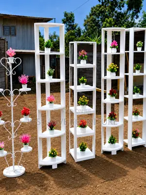 Modern White Flower Display Stand | Plant Stand | Flower Rack