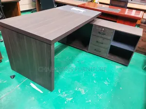 1.6M Wooden Office Desk With Side Credenza