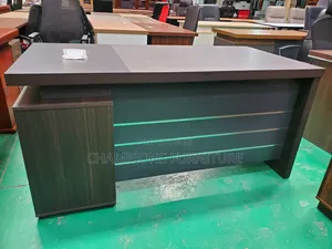 1.6M Wooden Office Desk With Side Credenza