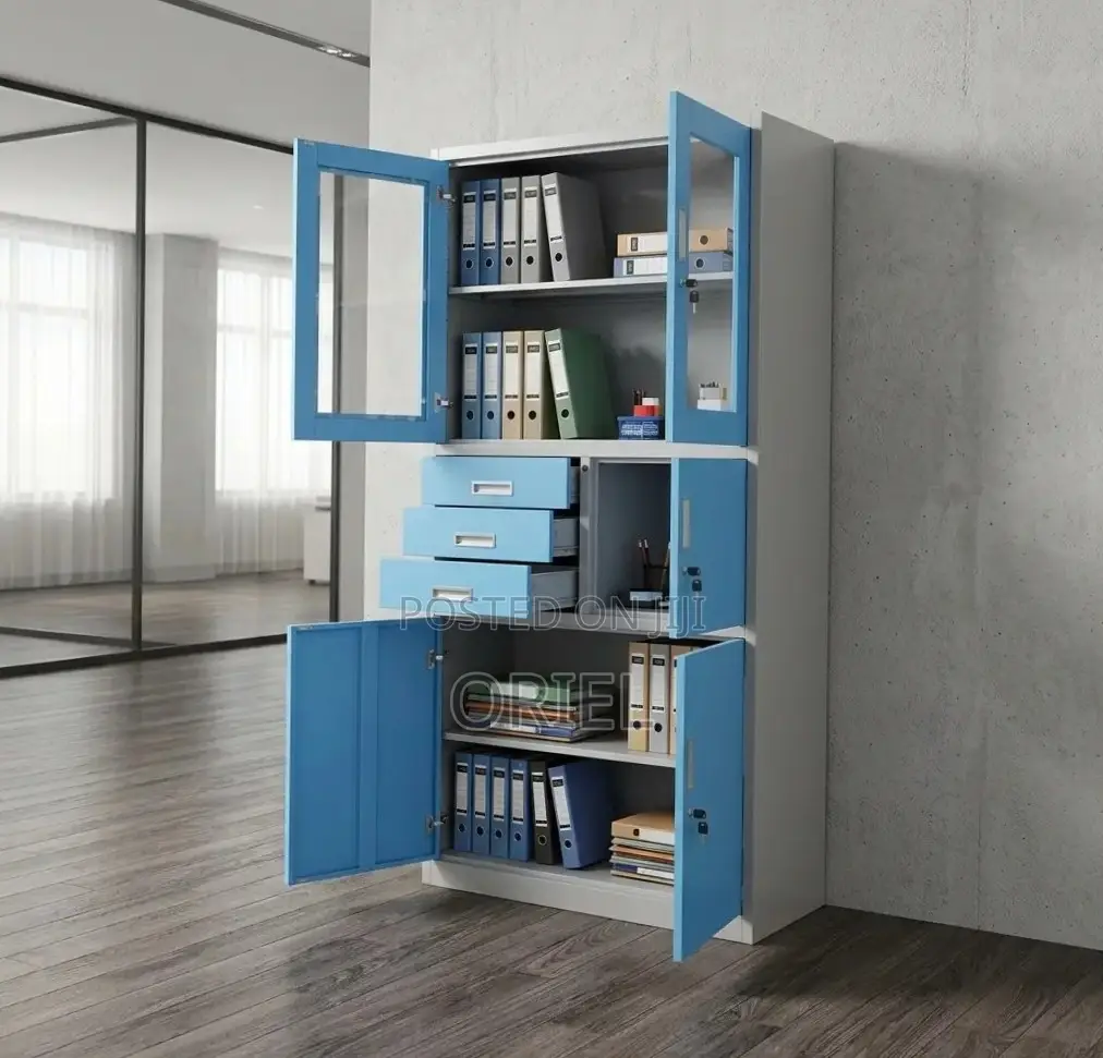 Office Cabinet : Blue Cabinet With Inbuilt Digital Safe.