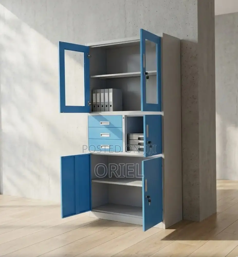 Office Cabinet : Blue Cabinet With Inbuilt Digital Safe.
