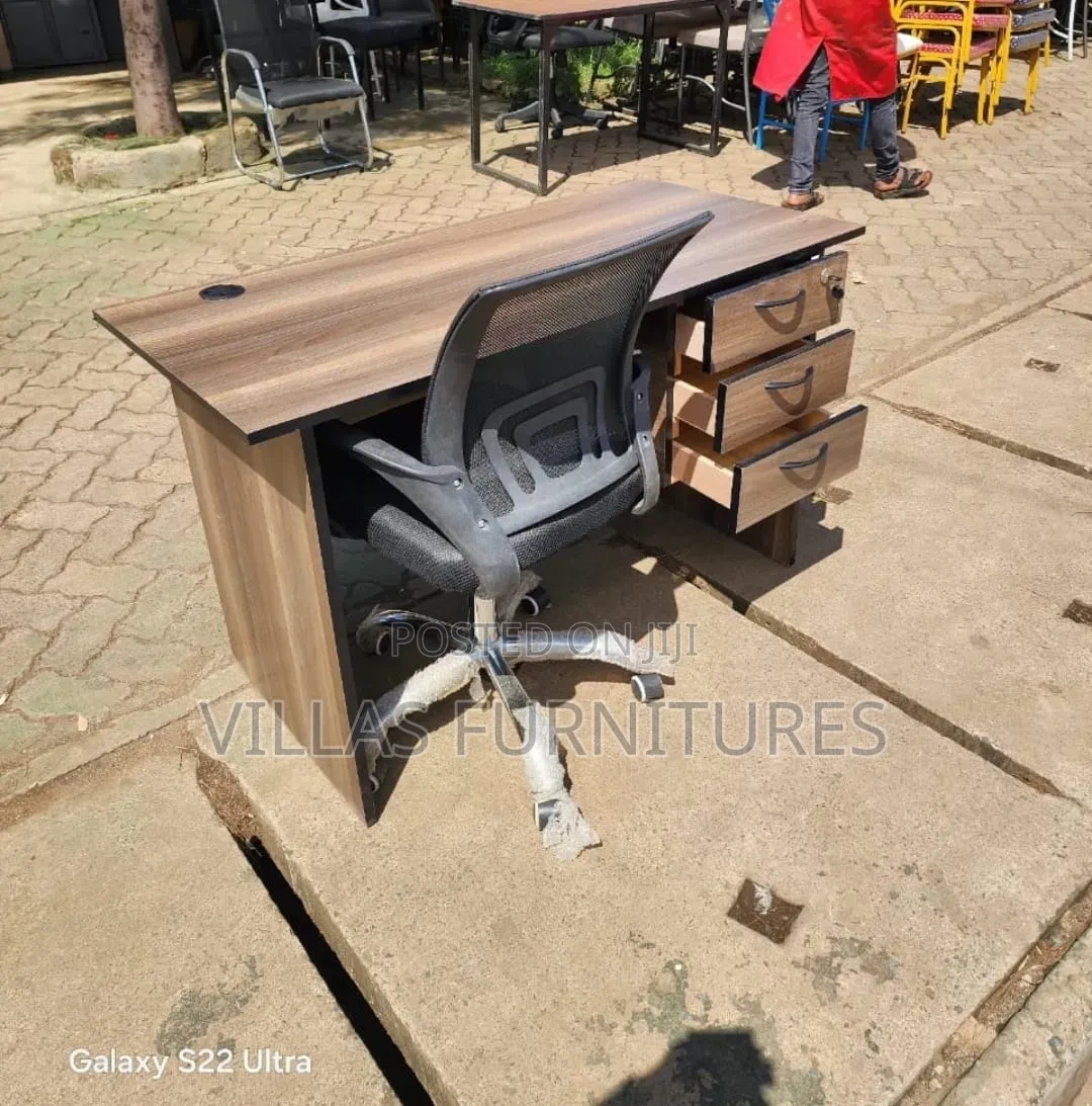 Modern 1.2m Desk and Secretarial Mesh Chair for Office Tasks