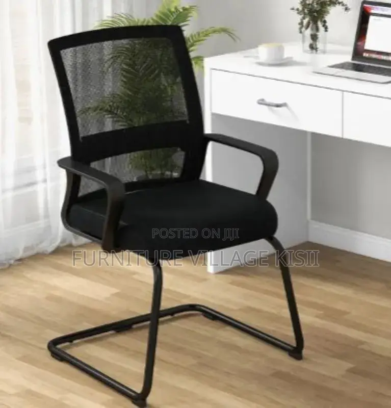 Office Chair; Black Mesh Office Waiting Chair