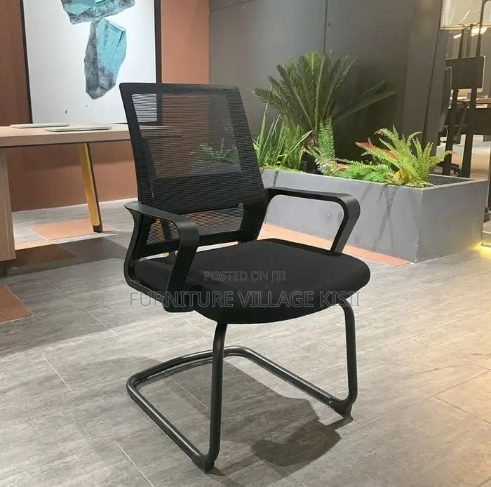 Office Chair; Black Mesh Office Waiting Chair