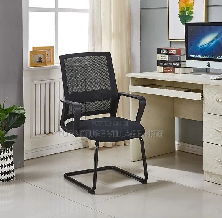 Office Chair; Black Mesh Office Waiting Chair