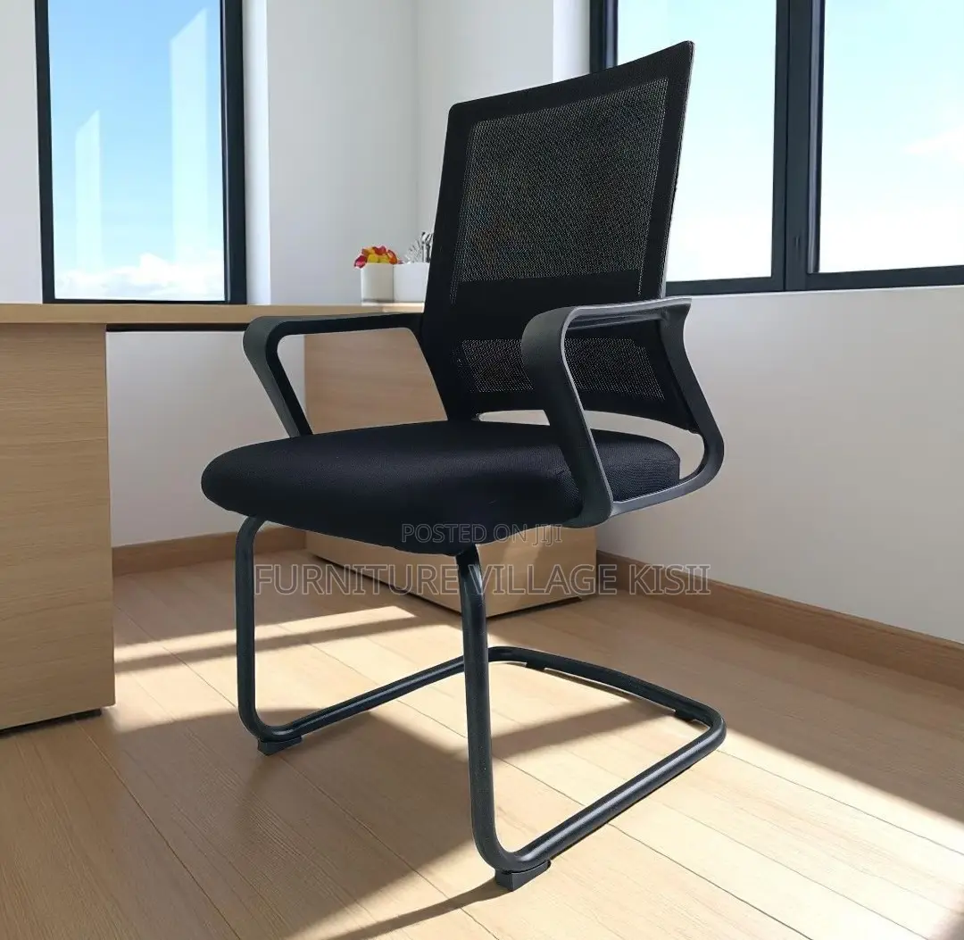 Office Chair; Black Mesh Office Waiting Chair