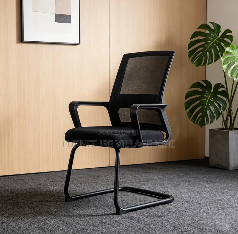 Office Chair; Black Mesh Office Waiting Chair