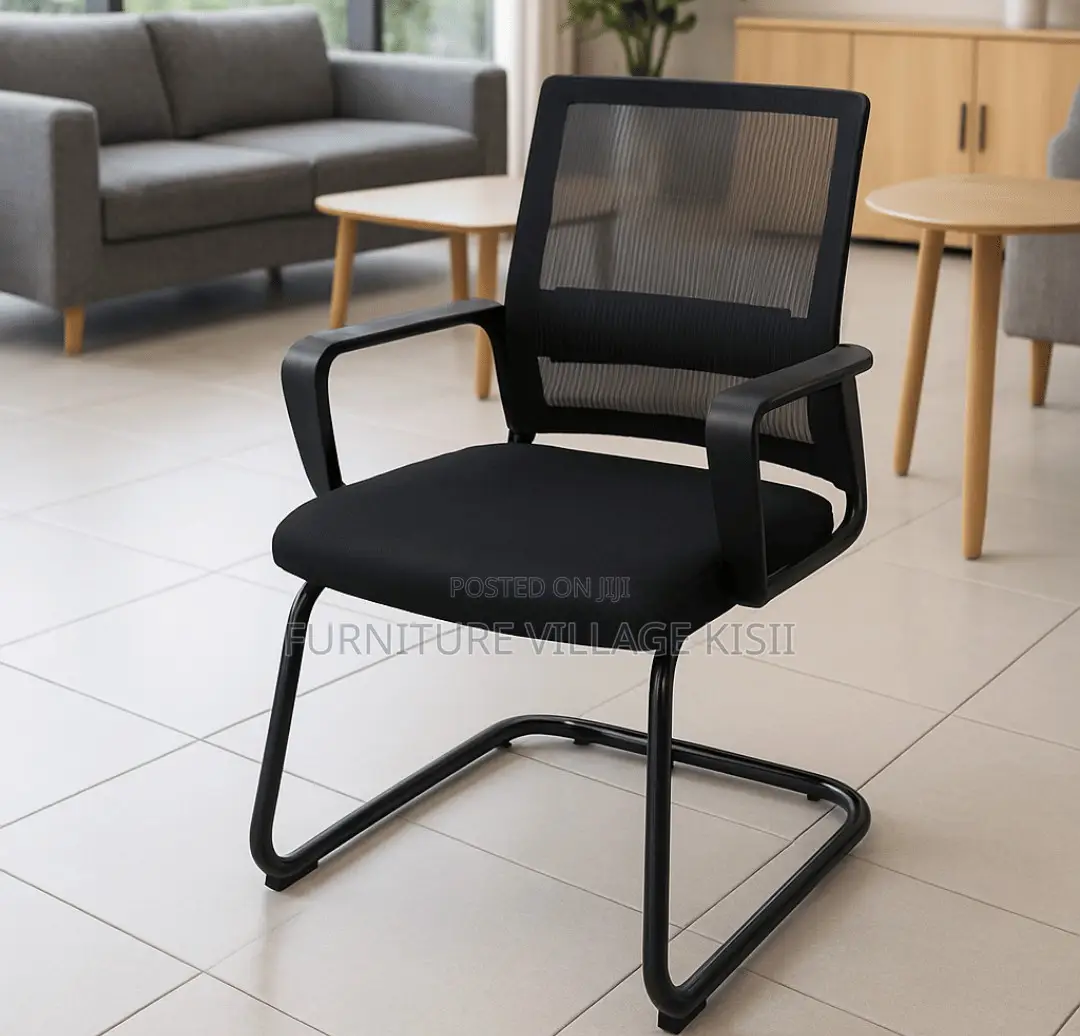 Office Chair; Black Mesh Office Waiting Chair