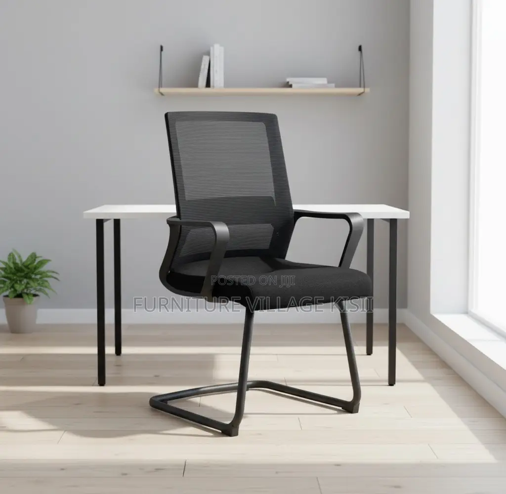 Office Chair; Black Mesh Office Waiting Chair