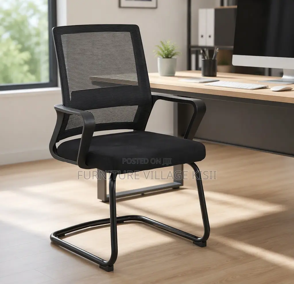 Office Chair; Black Mesh Office Waiting Chair