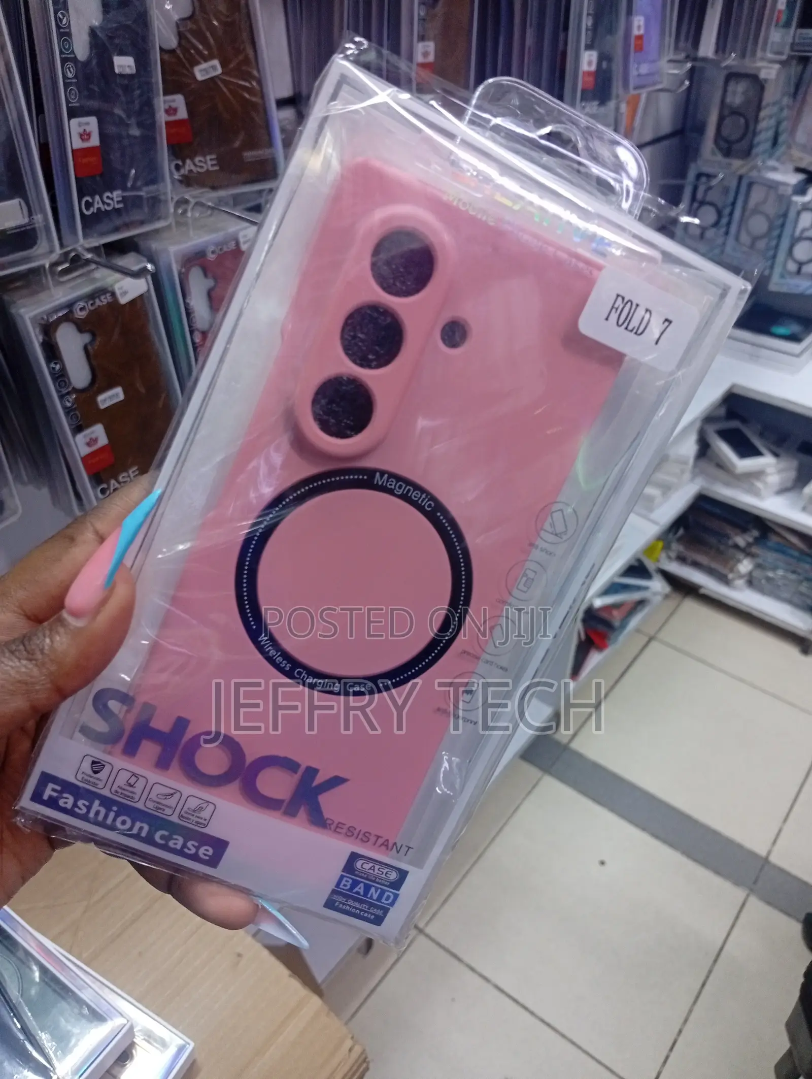 Pink Shockproof Phone Case Designed for the Samsung Galaxy Z Fold 7.
