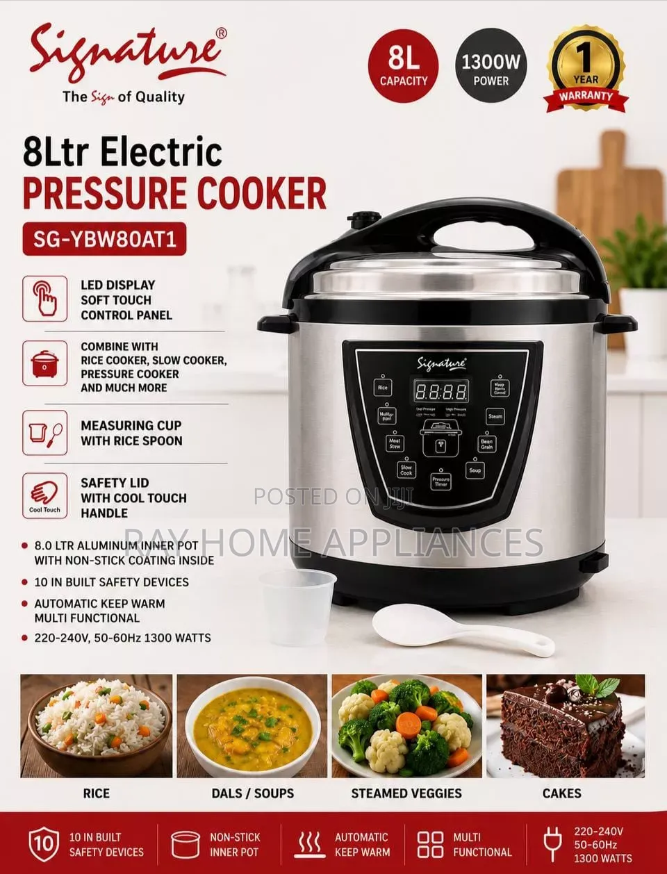 1300watts 8litres Signature Electric Pressure Cooker