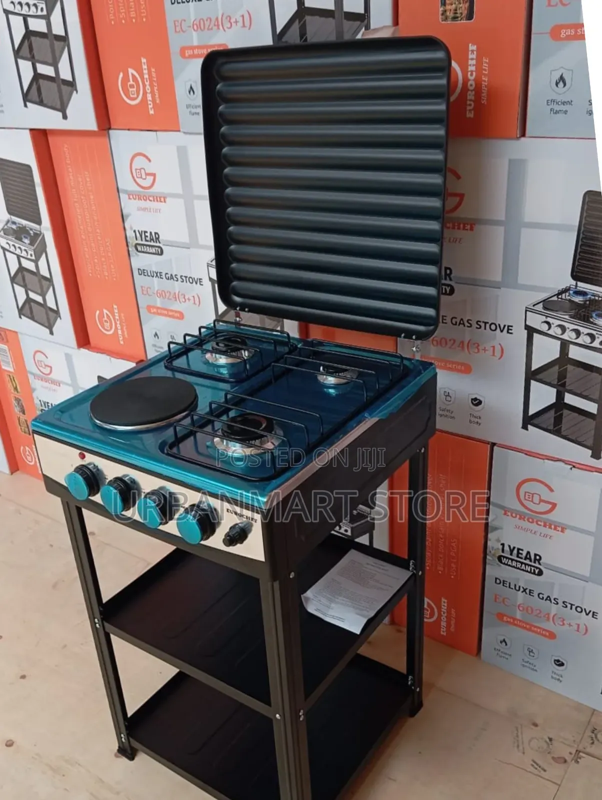 Eurochef 3 Gas + 1 Electric Standing Cooker With Shelves