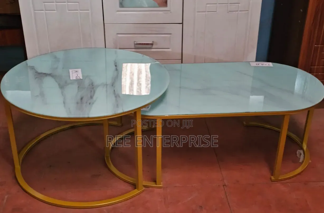 🔥🔥2 in 1 Marble Nesting Coffee Table (Glass Effect) White