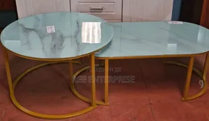 🔥🔥2 in 1 Marble Nesting Coffee Table (Glass Effect) White