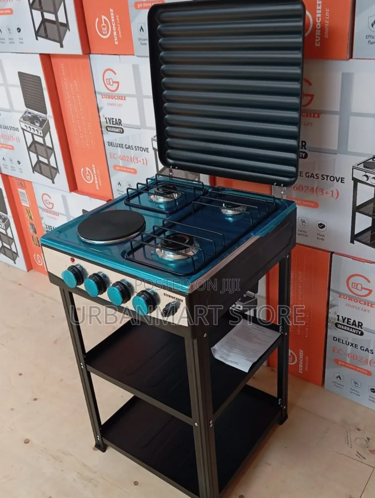 New Eurochef Standing Cooker 3 Gas + 1 Electric With Shelves
