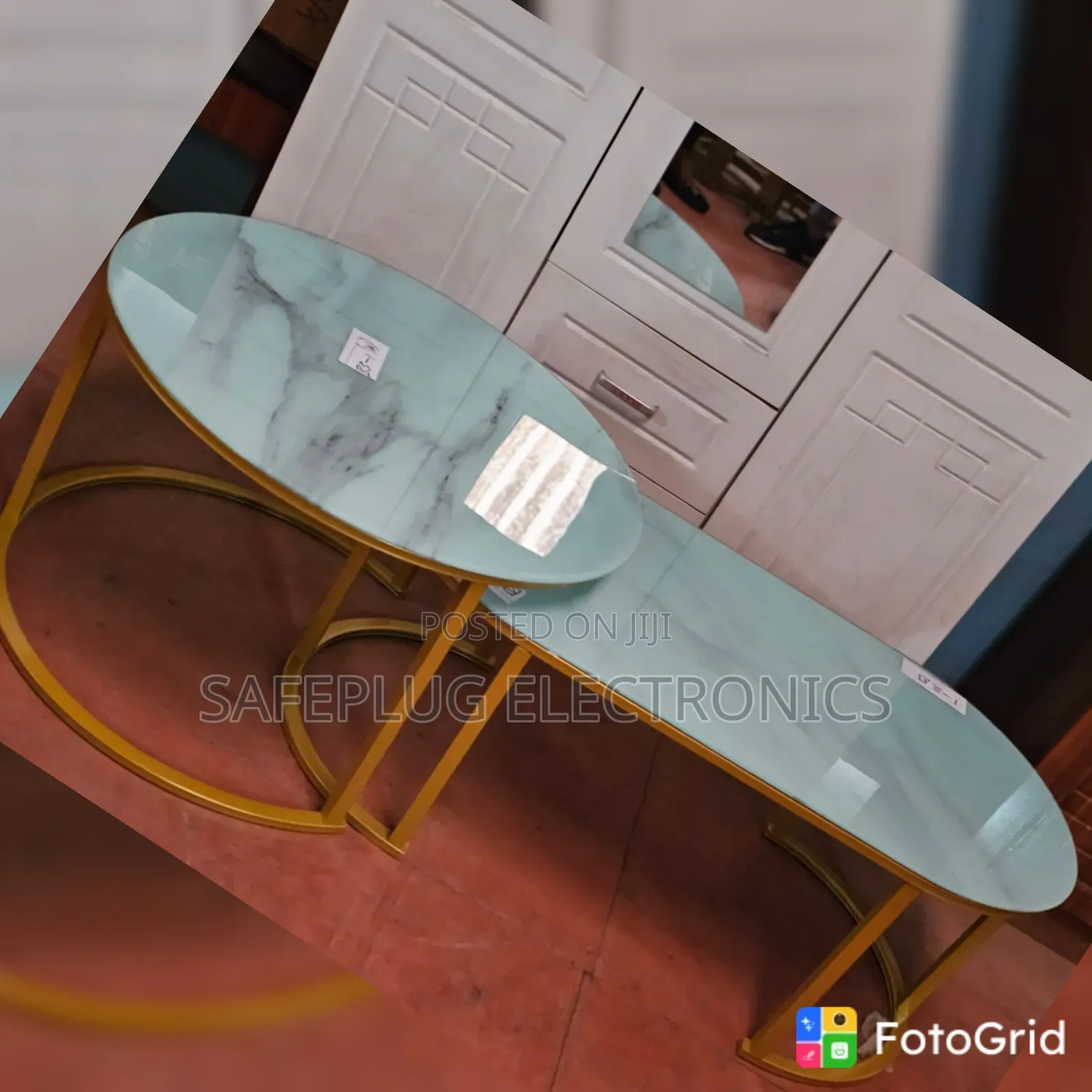 2-Piece Nesting Coffee Table – Modern Marble Glass Effect