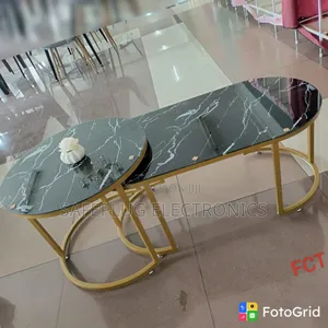 2-Piece Nesting Coffee Table – Modern Marble Glass Effect