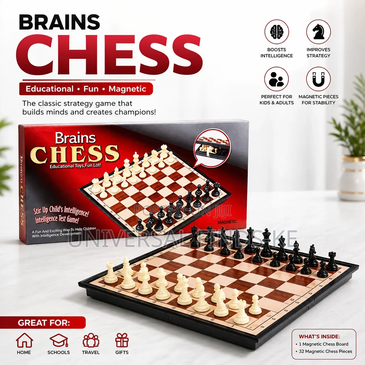 Magnetic Foldable Chess Board – Educational Strategy Game for Kids