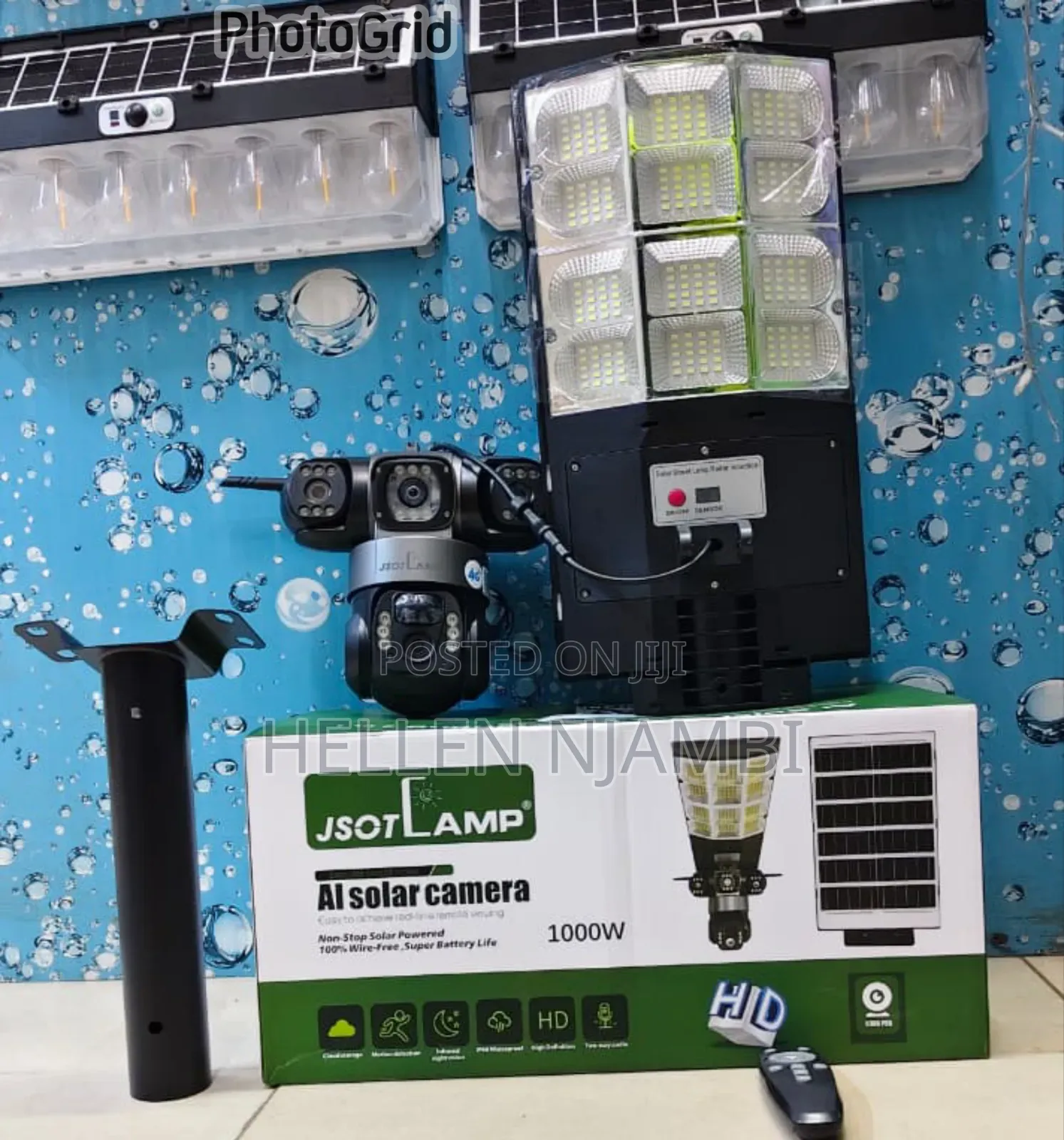 *1000Watts Ai Triple Lens 4G Solar Camera With Street Light