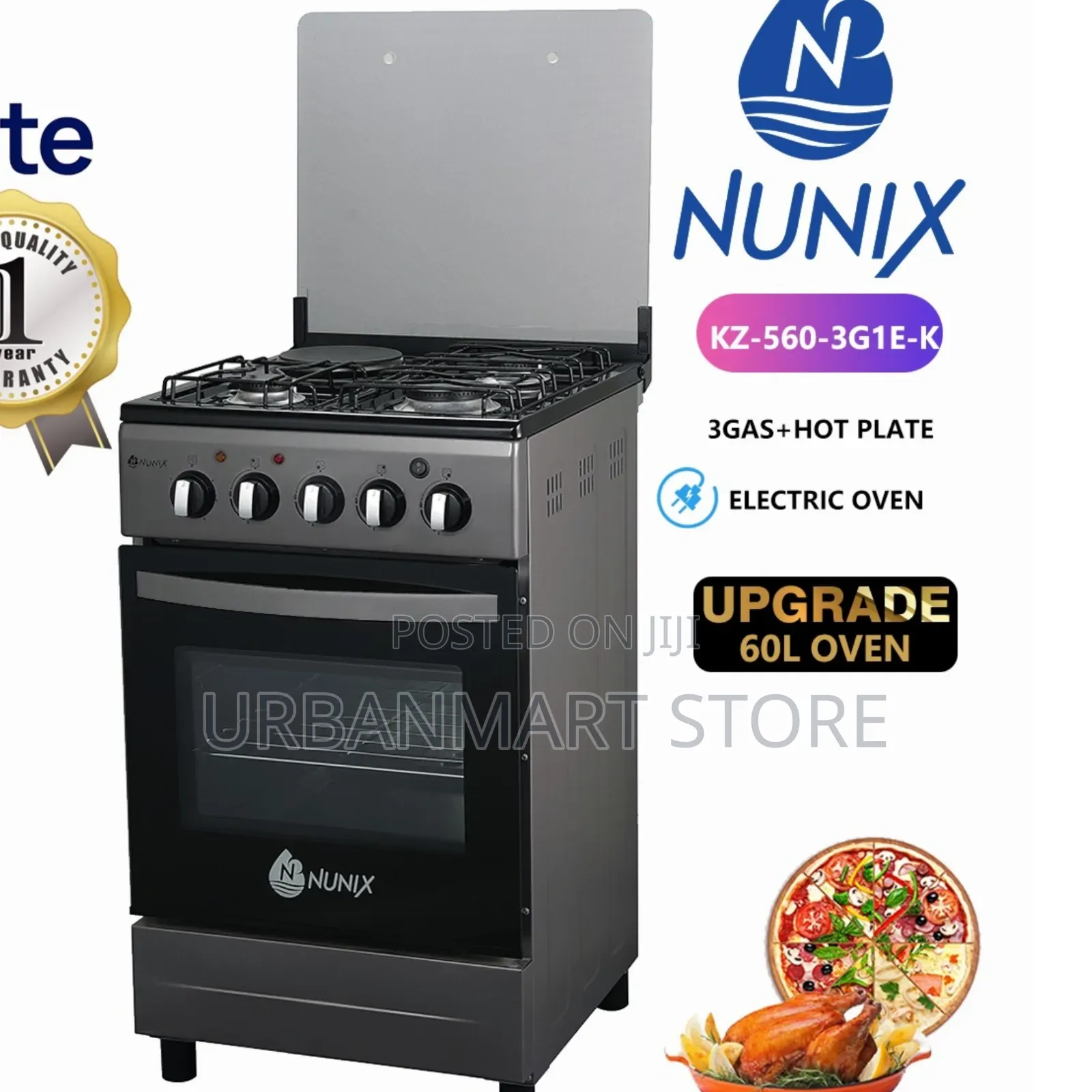 Brand New Nunix 50×55 Freestanding 3+1 Cooker With Oven