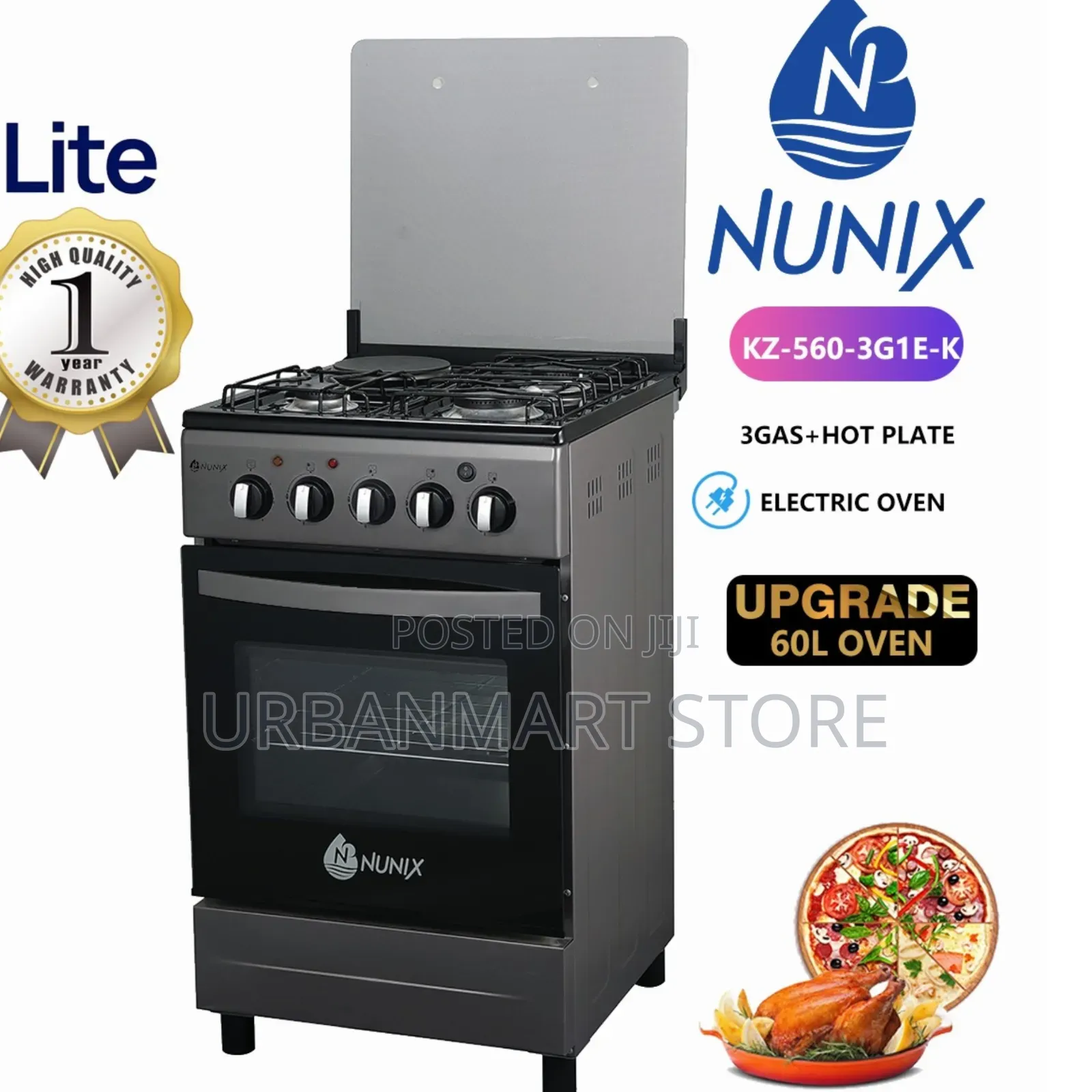 Nunix 3+1 Standing Cooker 50×55 With Oven